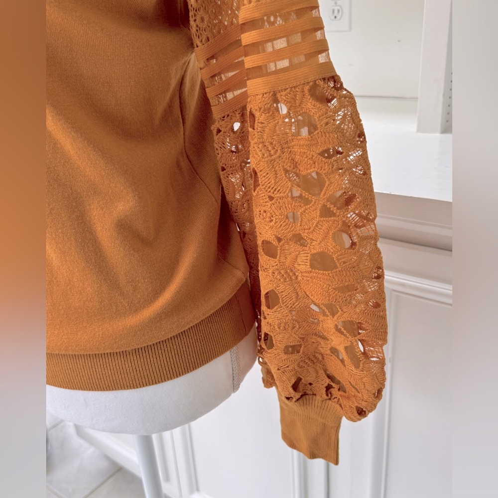 Knit top with lace sleeves - Picture 4 of 6